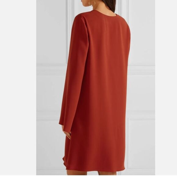 Theory Ulyssa Admiral Crepe Shift Dress Size S Brick Rust Red Bell Sleeve - Picture 6 of 12